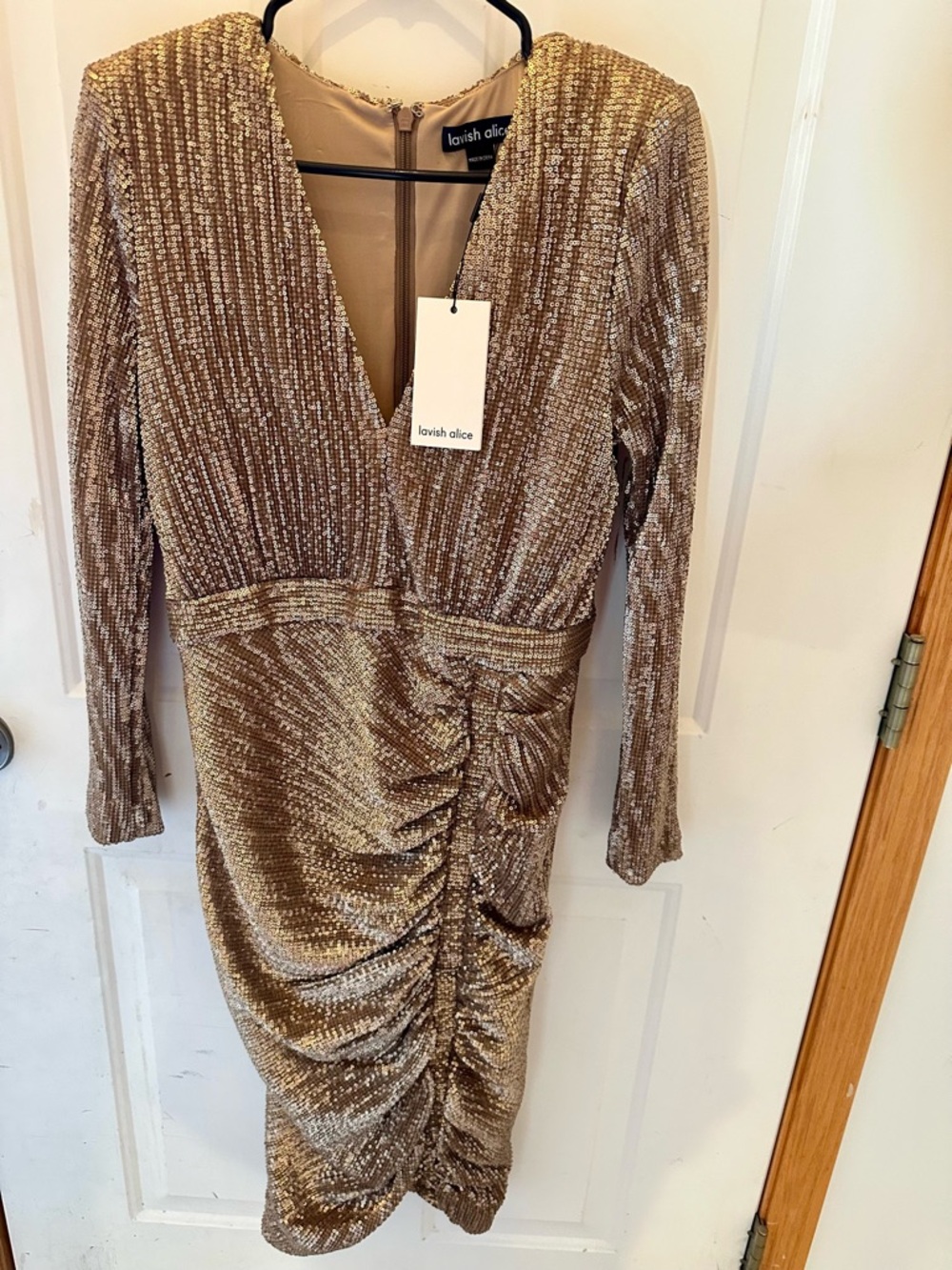Lavish Alice Rose Gold Sequin Midi dress